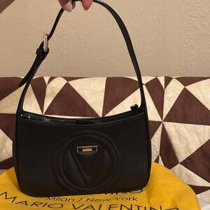Mario Valentino Black Leather Shoulder Bag